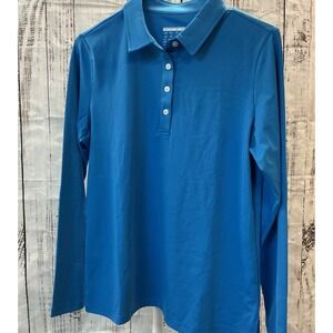 Kids Long‎ Sleeve Golf Polo Shirt Blue Size Medium